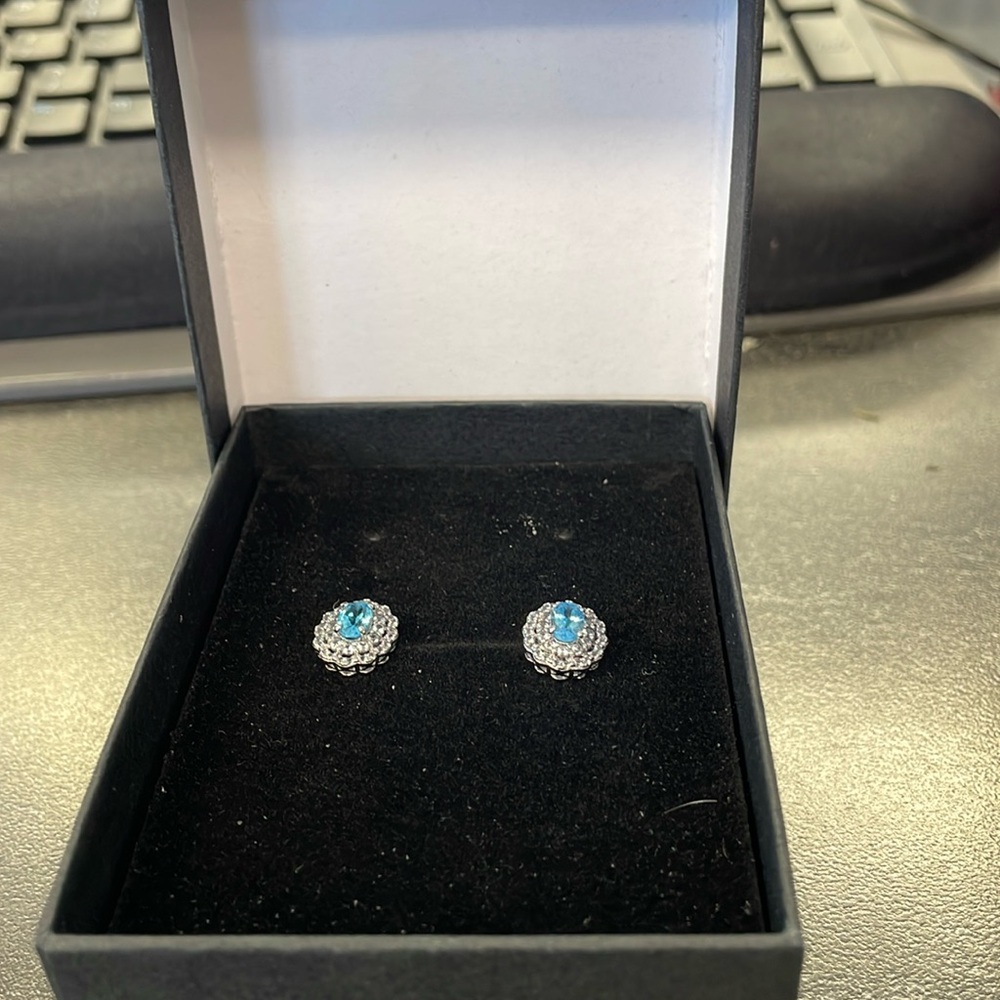 Kay Jewelers Blue and Diamond 💎 Pierced Earrings.